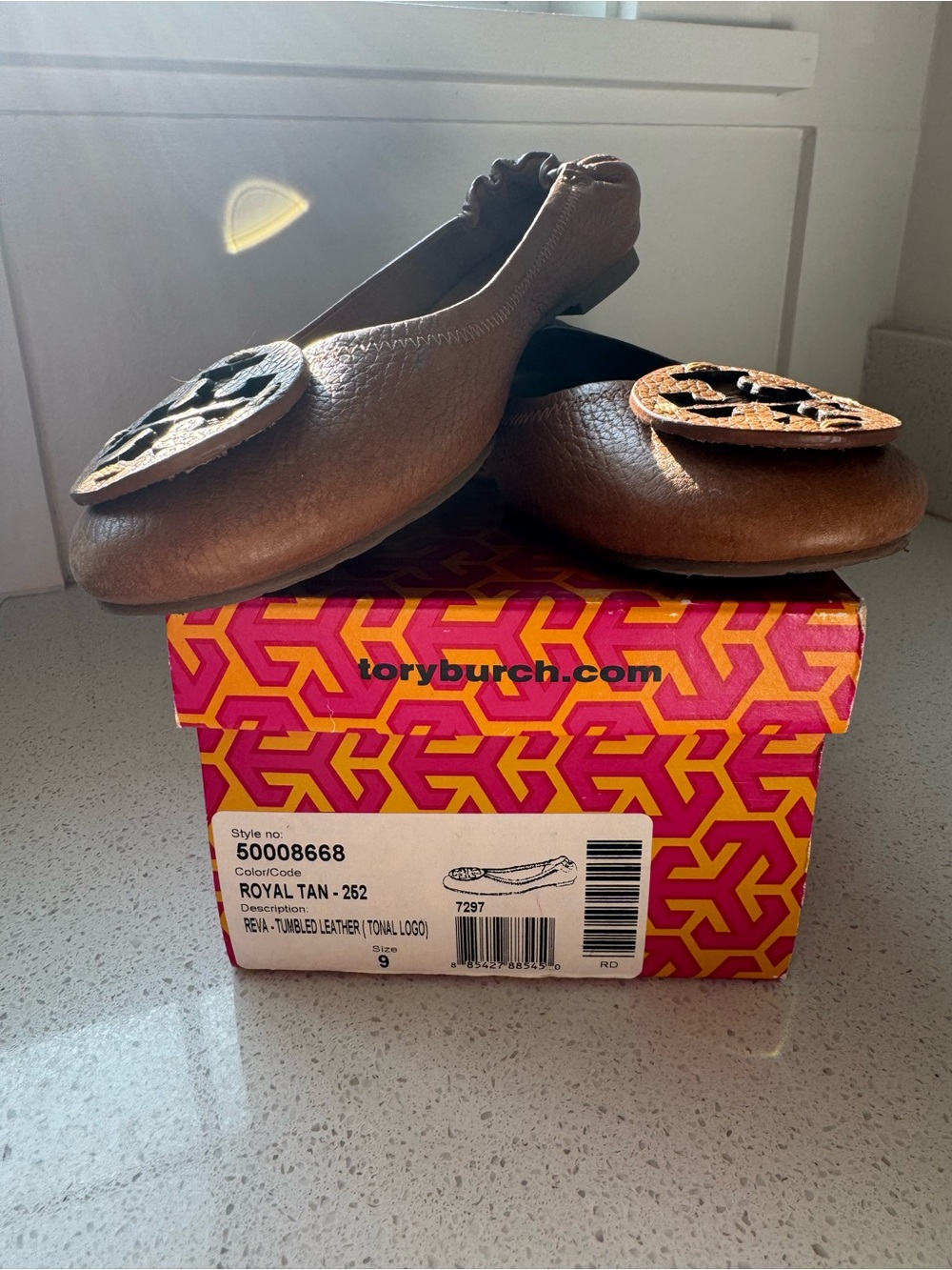 Tory Burch Brown Leather Minnie Travel Ballet Flats - Picture 3 of 5